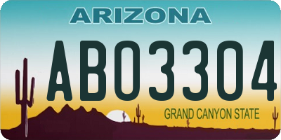 AZ license plate ABO3304