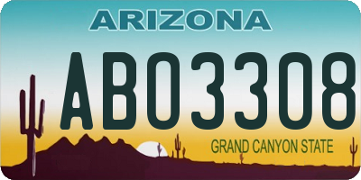 AZ license plate ABO3308