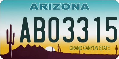AZ license plate ABO3315
