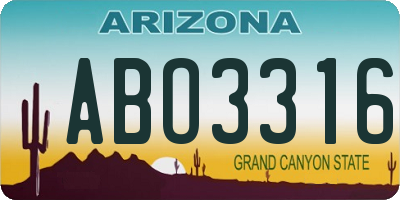 AZ license plate ABO3316
