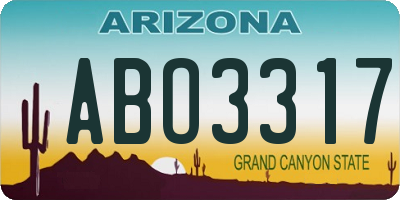 AZ license plate ABO3317
