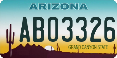 AZ license plate ABO3326