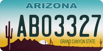 AZ license plate ABO3327