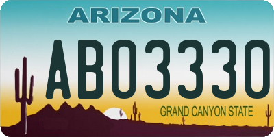 AZ license plate ABO3330