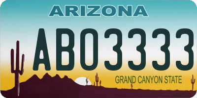 AZ license plate ABO3333