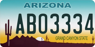 AZ license plate ABO3334