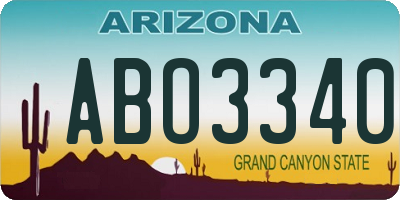AZ license plate ABO3340