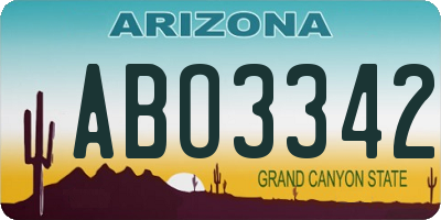AZ license plate ABO3342
