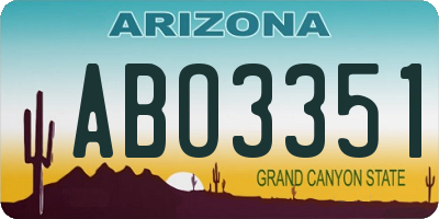 AZ license plate ABO3351