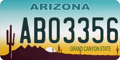 AZ license plate ABO3356