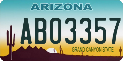 AZ license plate ABO3357