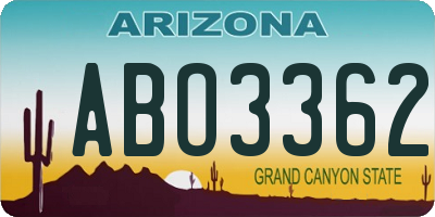 AZ license plate ABO3362