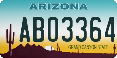 AZ license plate ABO3364