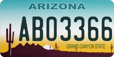 AZ license plate ABO3366