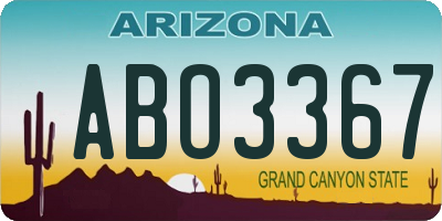 AZ license plate ABO3367