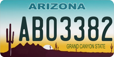AZ license plate ABO3382