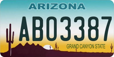 AZ license plate ABO3387
