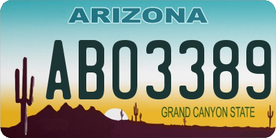AZ license plate ABO3389