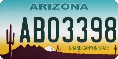 AZ license plate ABO3398
