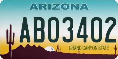 AZ license plate ABO3402