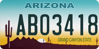 AZ license plate ABO3418