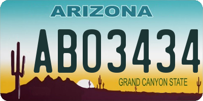 AZ license plate ABO3434