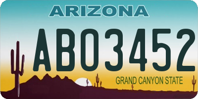 AZ license plate ABO3452