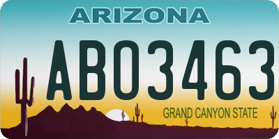 AZ license plate ABO3463