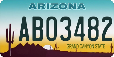 AZ license plate ABO3482
