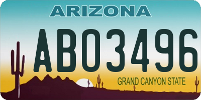 AZ license plate ABO3496