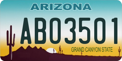 AZ license plate ABO3501