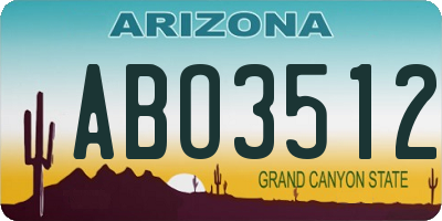 AZ license plate ABO3512
