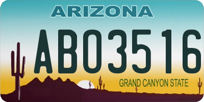 AZ license plate ABO3516