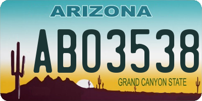 AZ license plate ABO3538
