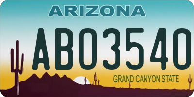 AZ license plate ABO3540