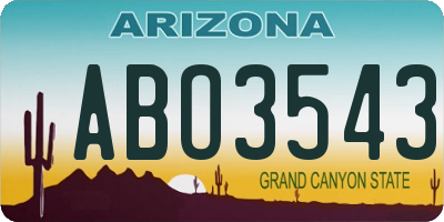 AZ license plate ABO3543