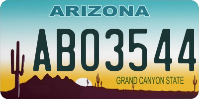 AZ license plate ABO3544