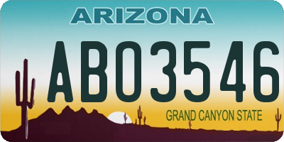 AZ license plate ABO3546