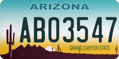 AZ license plate ABO3547