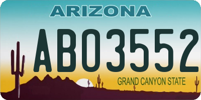 AZ license plate ABO3552