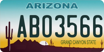 AZ license plate ABO3566