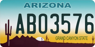 AZ license plate ABO3576