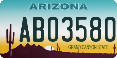 AZ license plate ABO3580