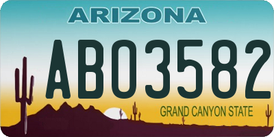 AZ license plate ABO3582
