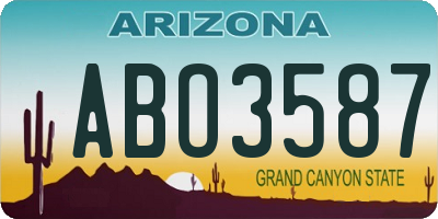 AZ license plate ABO3587