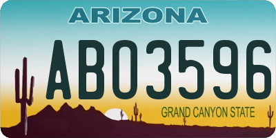 AZ license plate ABO3596
