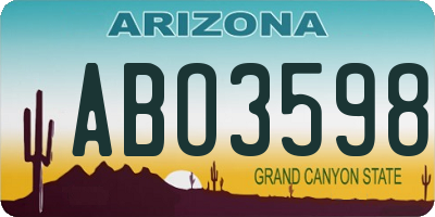 AZ license plate ABO3598