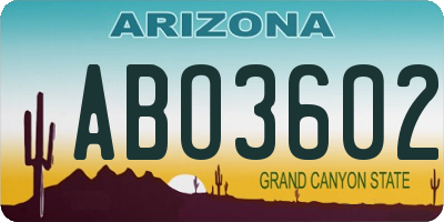 AZ license plate ABO3602