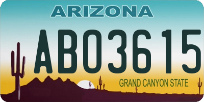 AZ license plate ABO3615