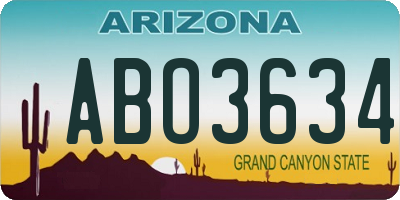 AZ license plate ABO3634
